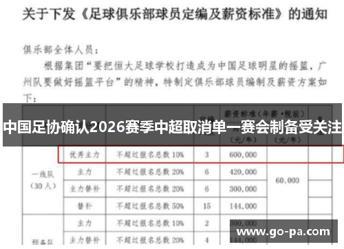 中国足协确认2026赛季中超取消单一赛会制备受关注